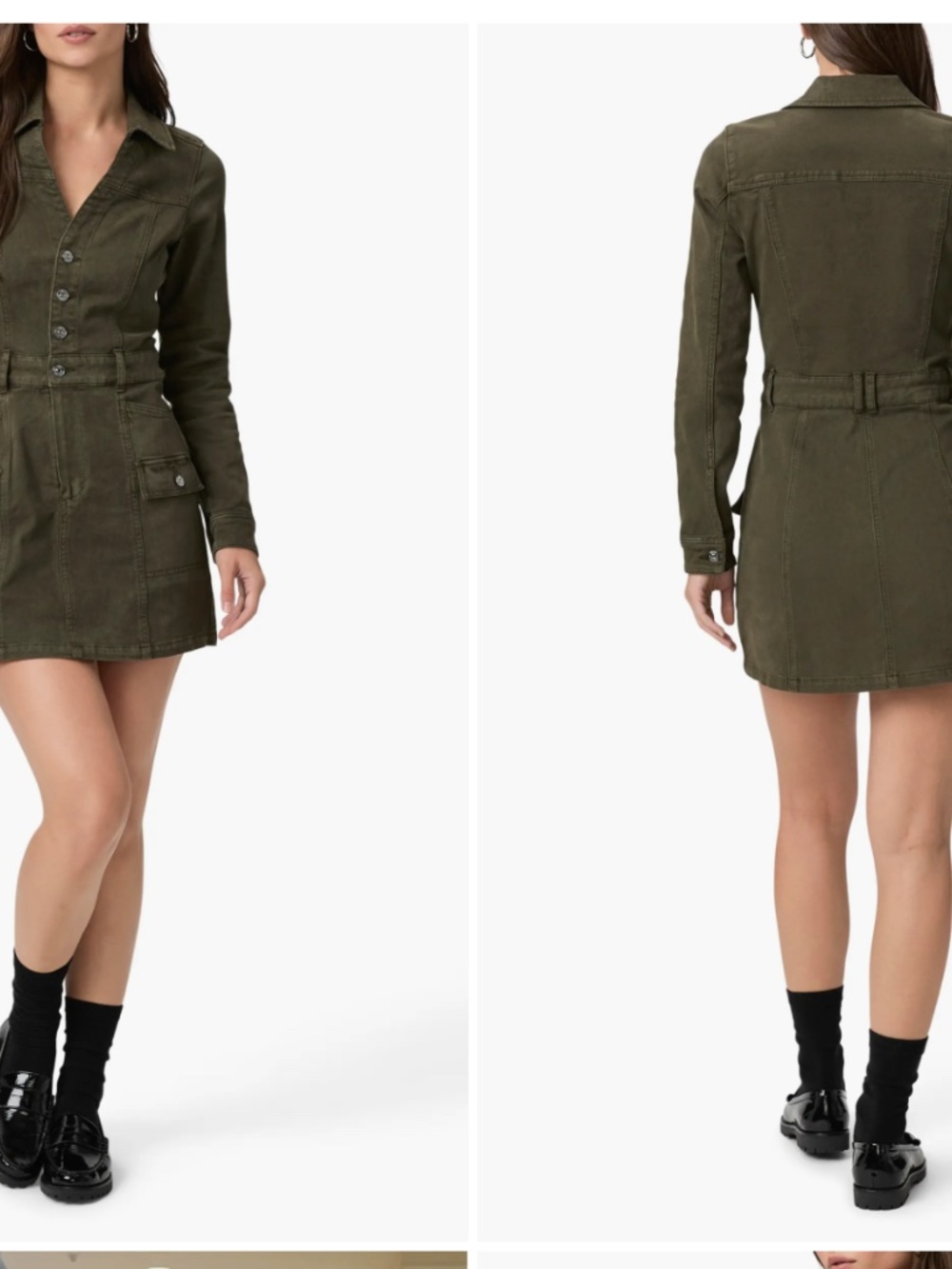 PAIGE Greta Long Sleeve Denim Cargo Dress, Size 2, NWT